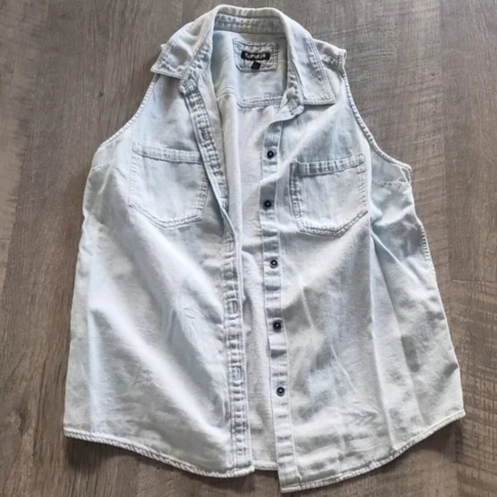 Express Light Wash Denim Vest.